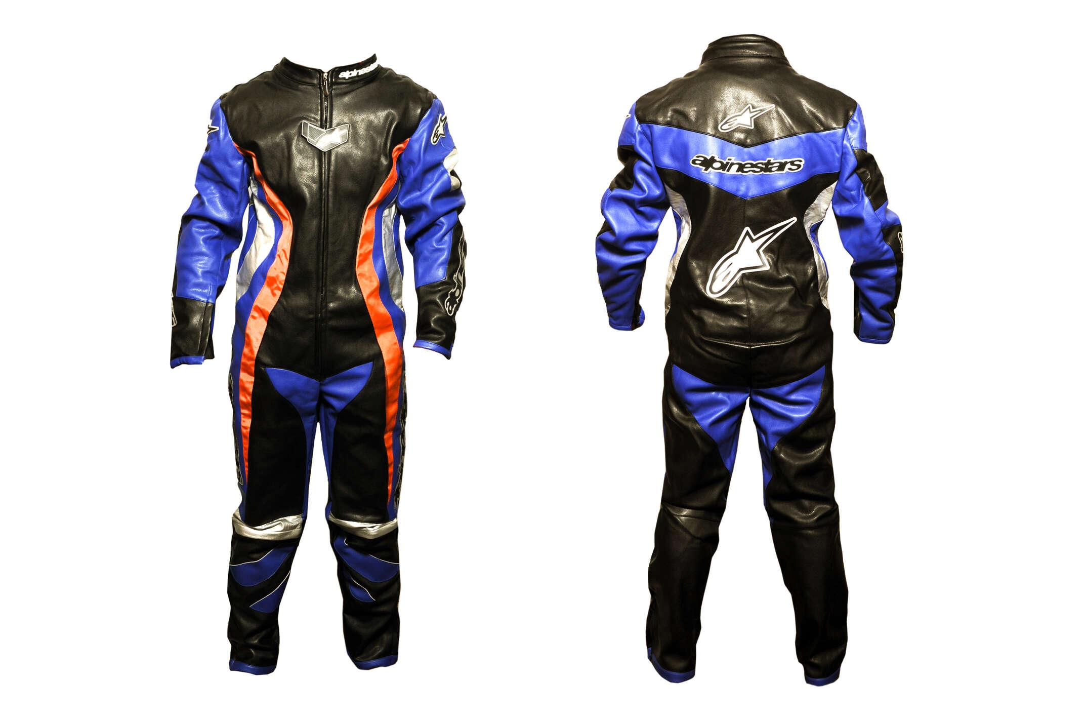 Комбинезон кожзам (size:XXL, черно-синий) ALPINESTARS