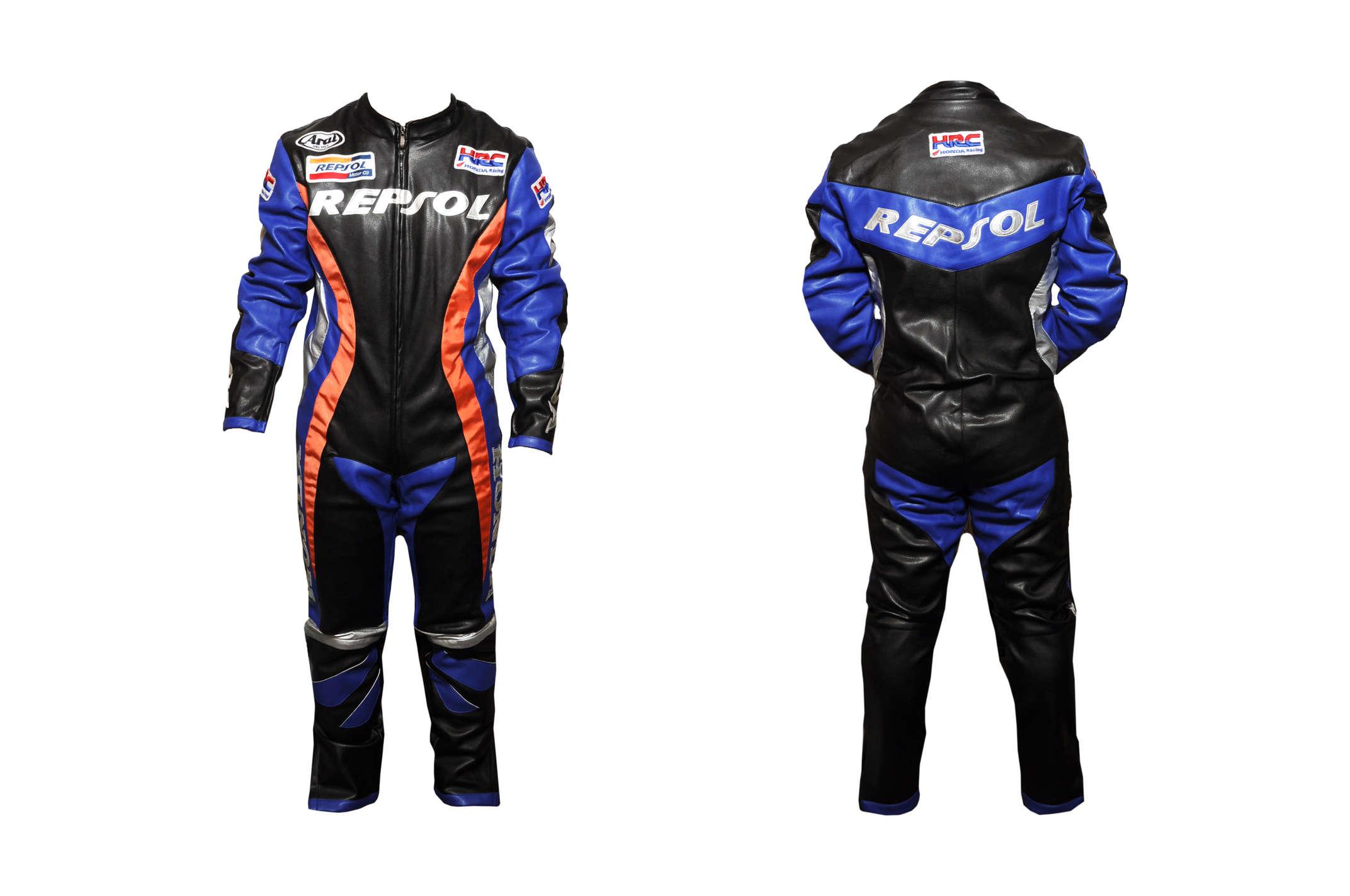 Комбінезон шкірозамінник (size:XXL, чорно-синій, Honda REPSOL)