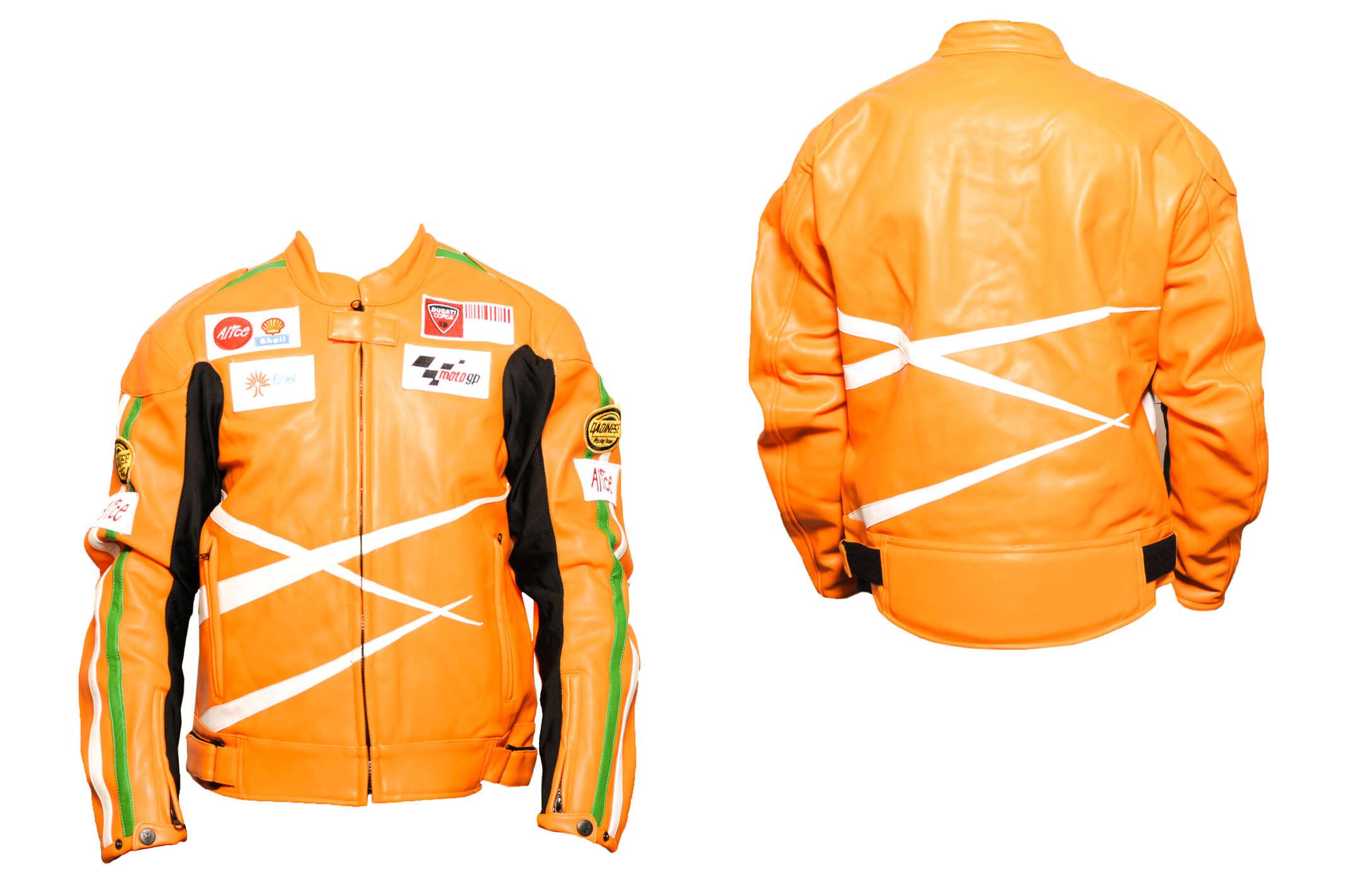 Мотокуртка DAQINESE (кожзам) (size:XXL, оранжевая, mod:3)