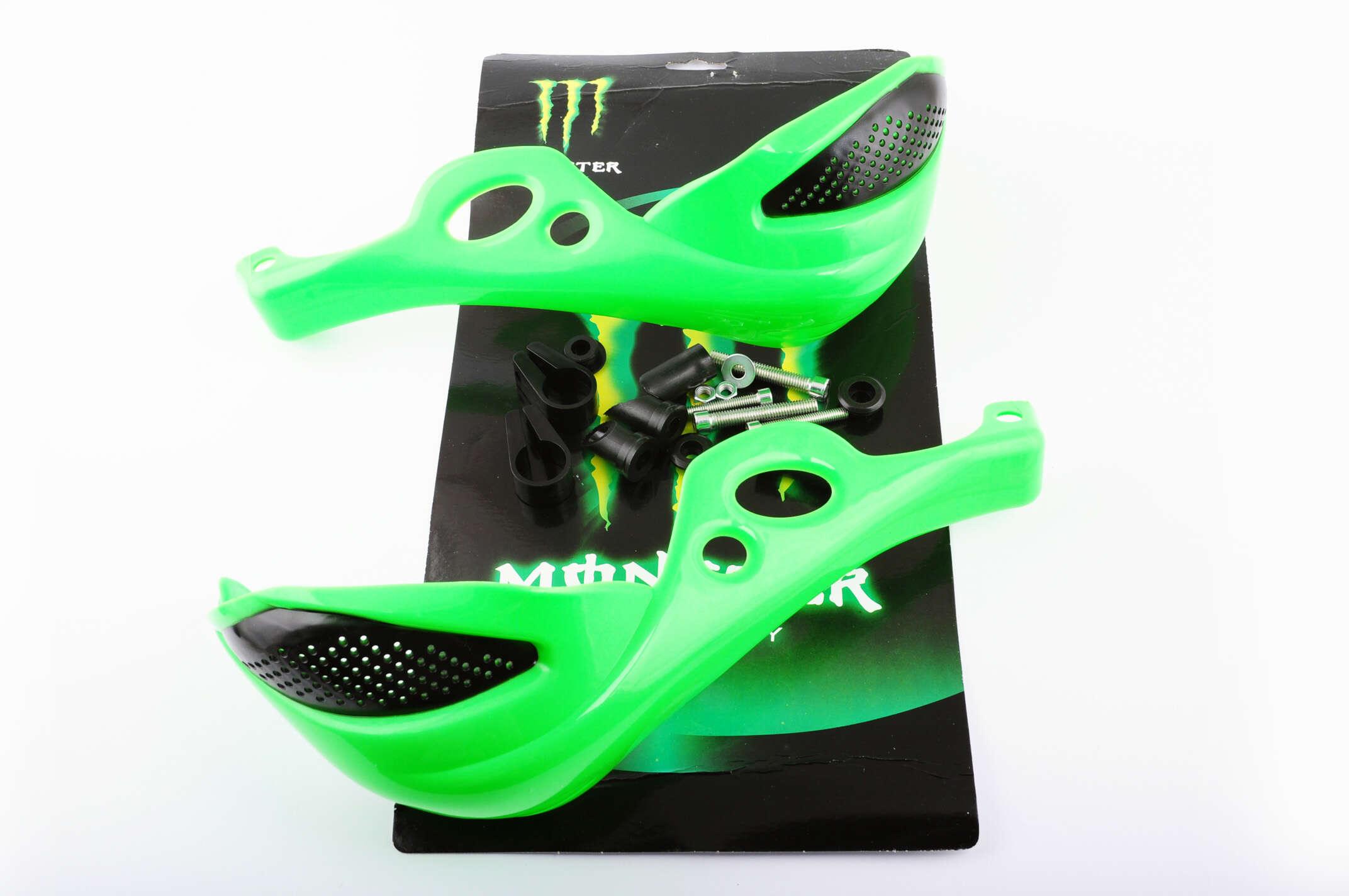 Защита рук на руль  (mod:1, MONSTER ENERGY, зеленые)   XJB
