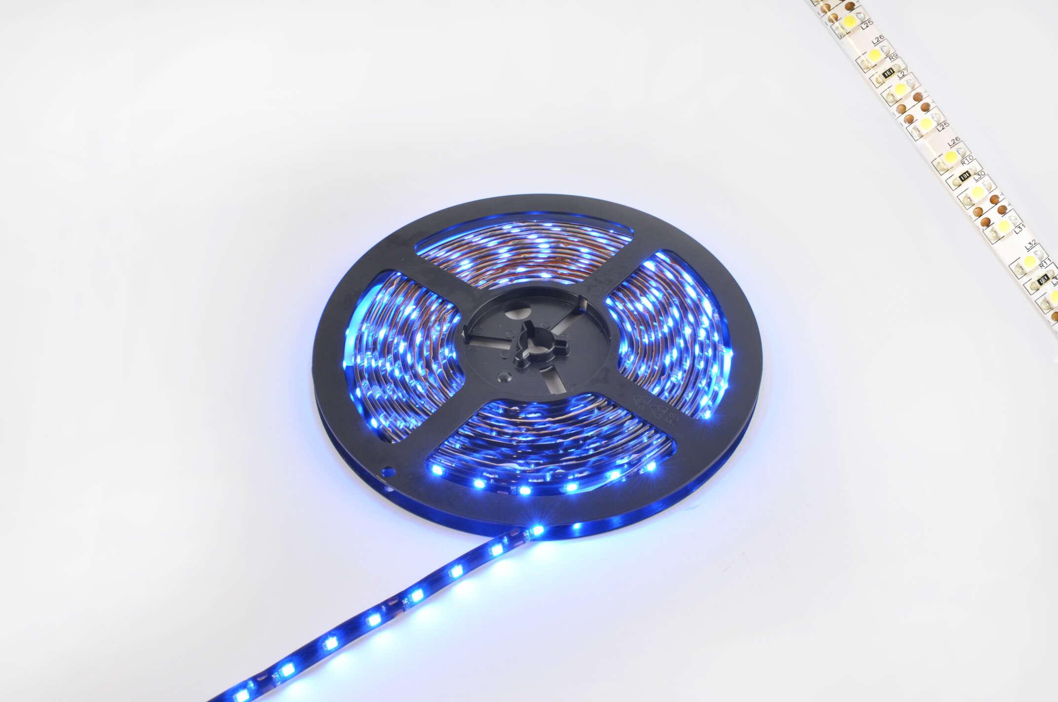 Лента светодиодная SMD 3528 (синяя, влагостойкая, 60 крист/1м, бухта 5м)