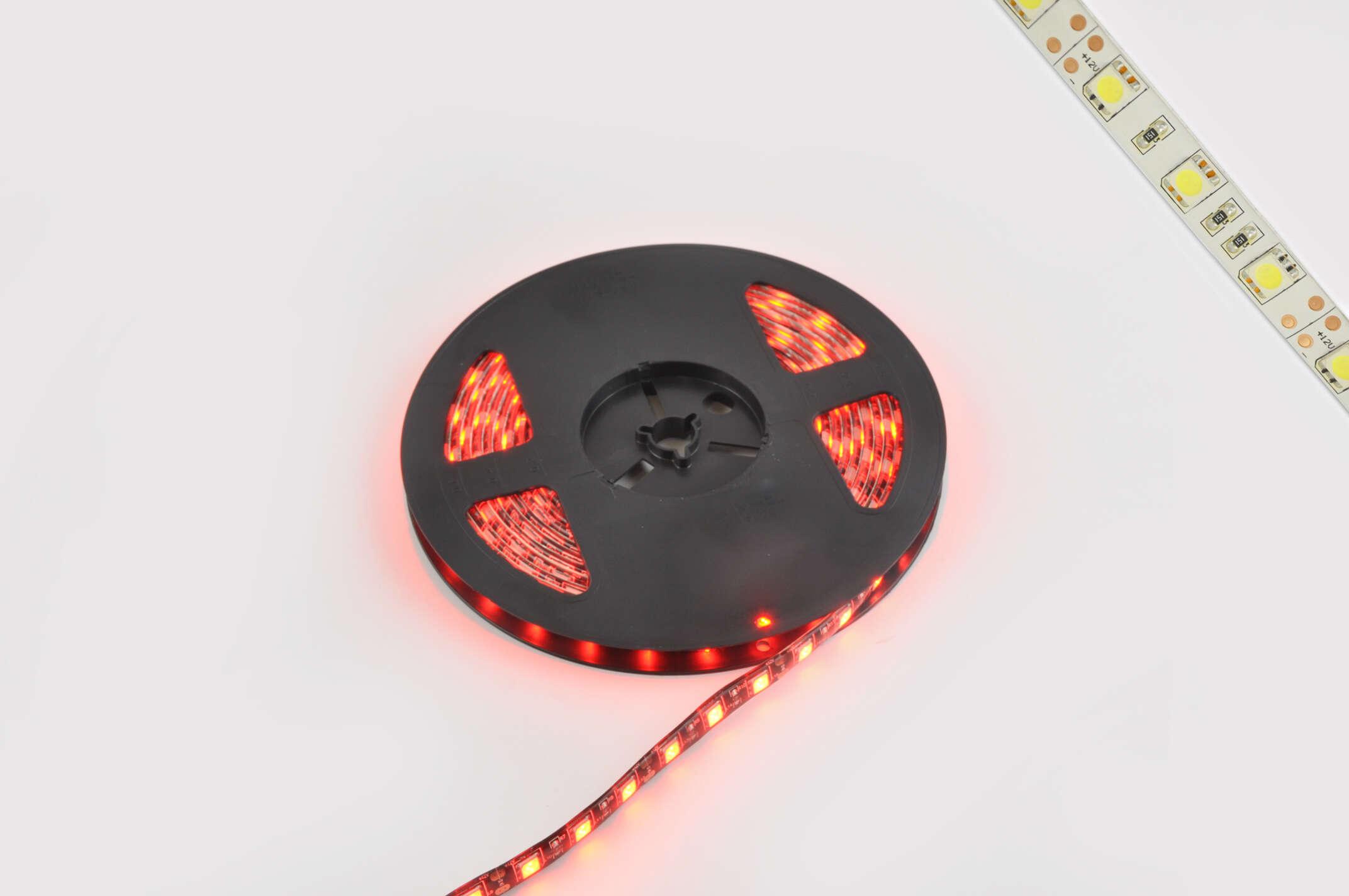 Лента светодиодная SMD 5050 (красная, влагостойкая, 60 крист/1м, бухта 5м)