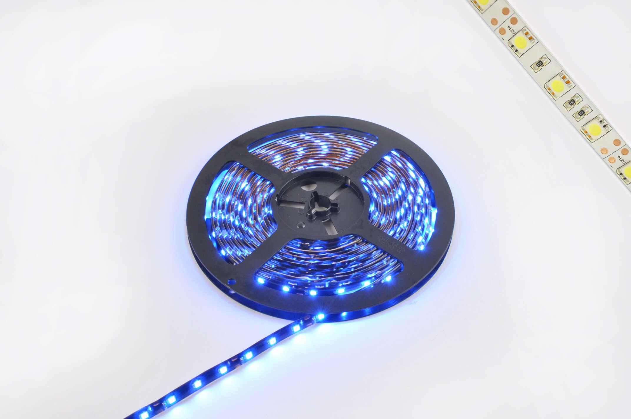 Лента светодиодная SMD 5050   (синяя, влагостойкая, 60 крист/1м, бухта 5м)