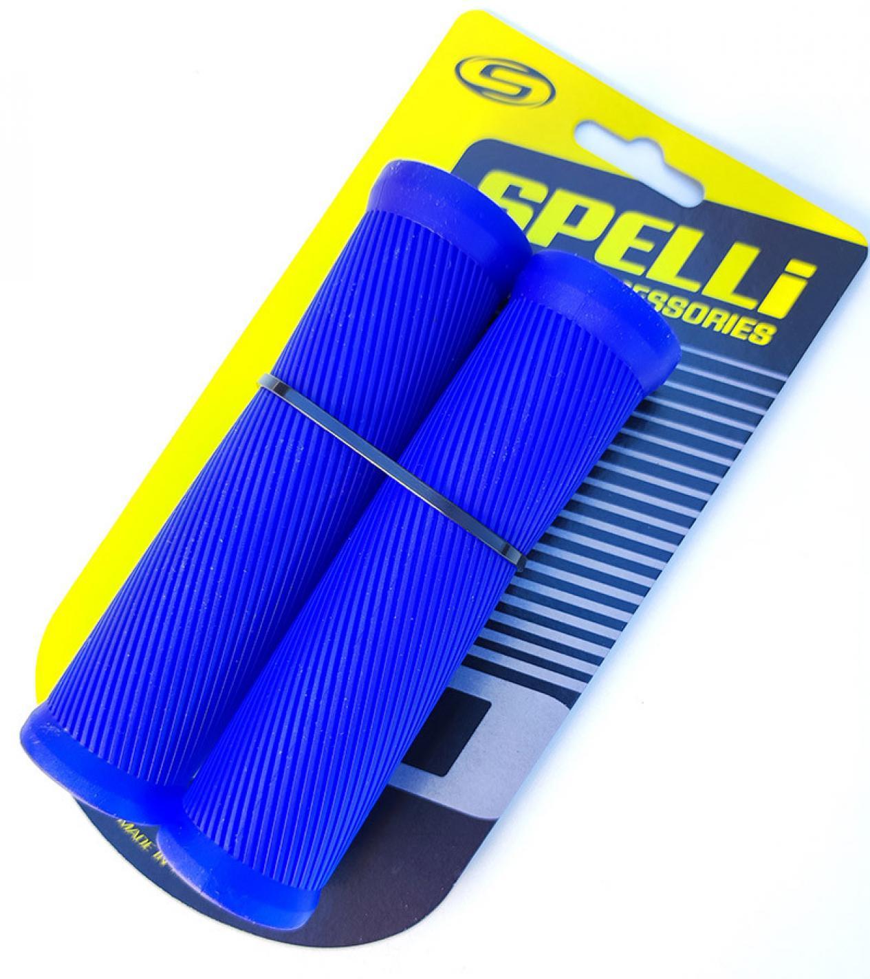 Гріпси (кермо) SPELLI SBG-6703 Blue, прямі, 2 текстури, гума-гума, довжина 125 мм BD