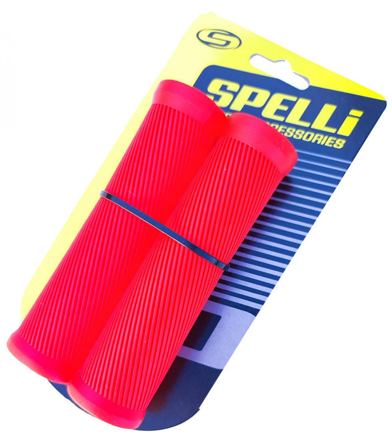 Гріпси (кермо) SPELLI SBG-6703 Red, прямі, 2 текстури, гума-гума, довжина 125 мм BD