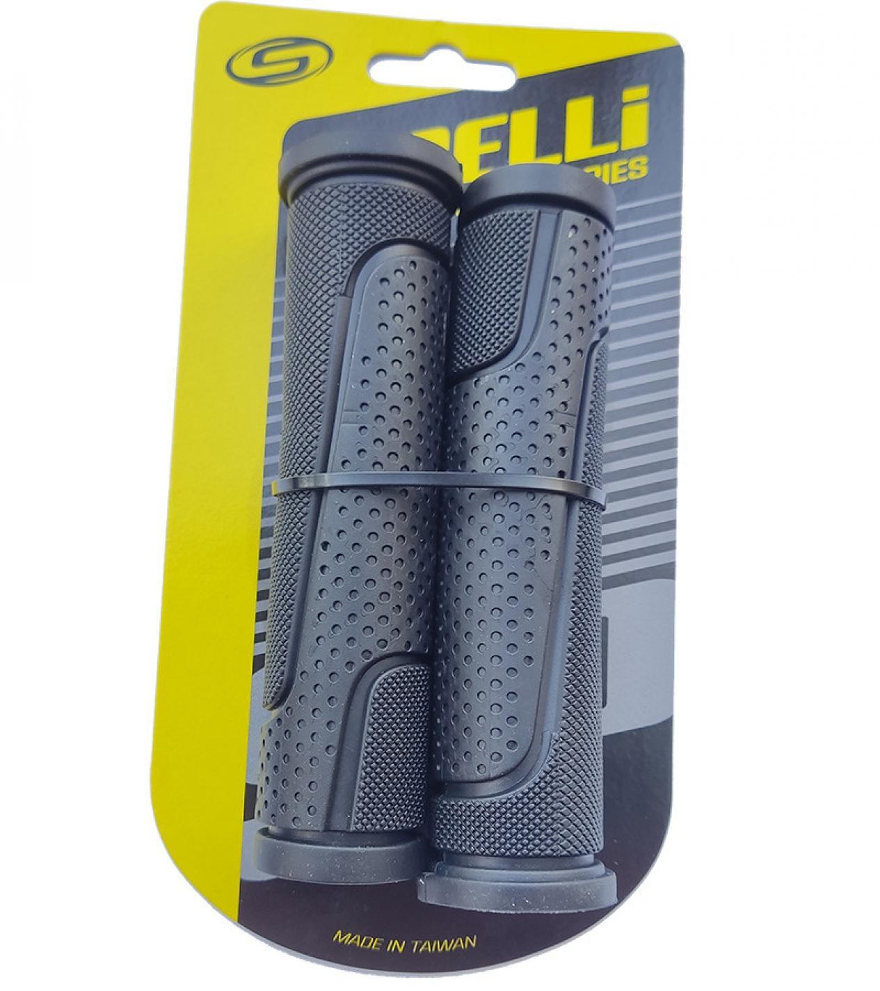 Грипси (кермо) SPELLI SBG-6708L Black, прямі, 2 текстури, гума-резина, довжина 127 мм BD