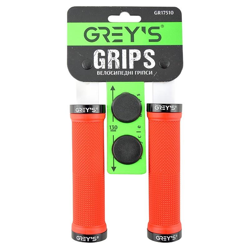 Гріпси (кермо) Greys GR17510 прямий, Red, алюмінієвий хомут 2 шт, заглушки, довжина 130 мм BD