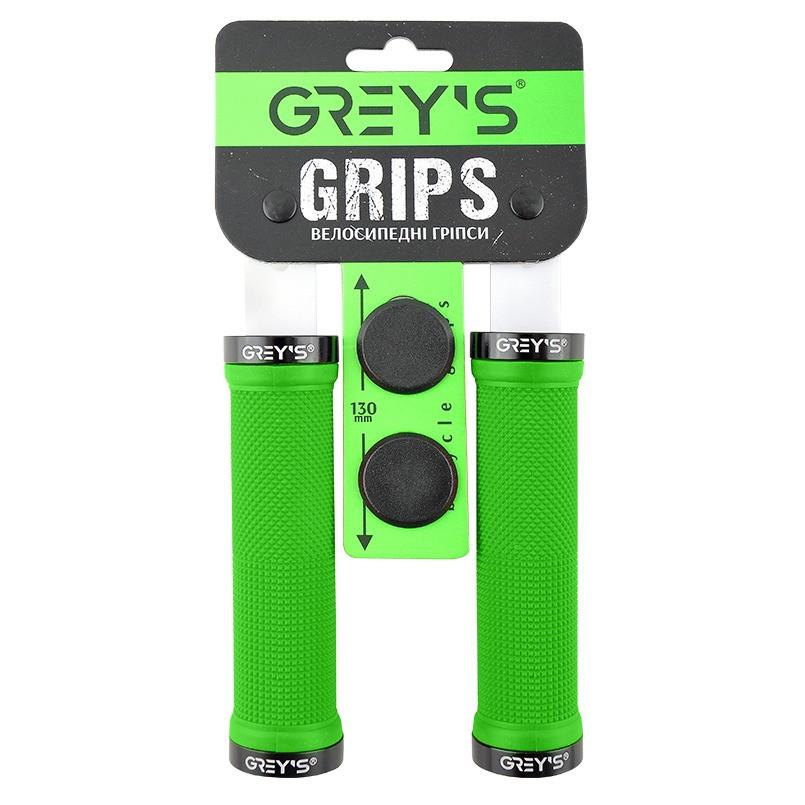 Гріпси (кермо) Greys GR17520 прямі, Green, алюмінієвий хомут 2 шт, заглушки, довжина 130 мм BD