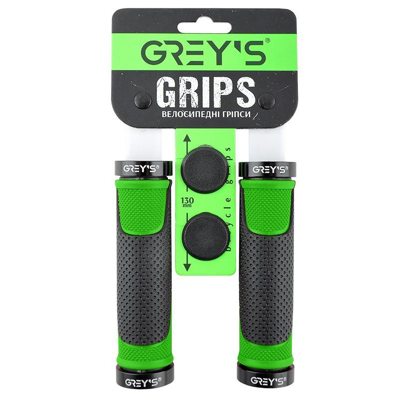 Гріпси (кермо) Greys GR17220 прямі, Black/Green, кліпса алюмінієва 2шт, заглушки, довжина 130 мм BD