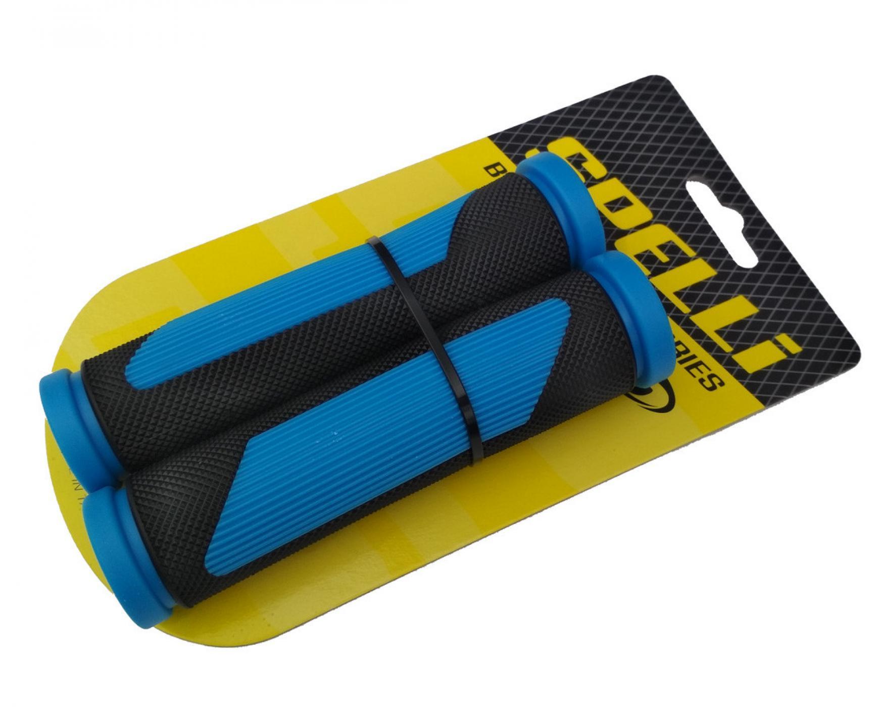 Гріпси (кермо) SPELLI SBG-692 чорний/синій, прямі, 2 текстури, резина-резина, довжина 125 мм BD